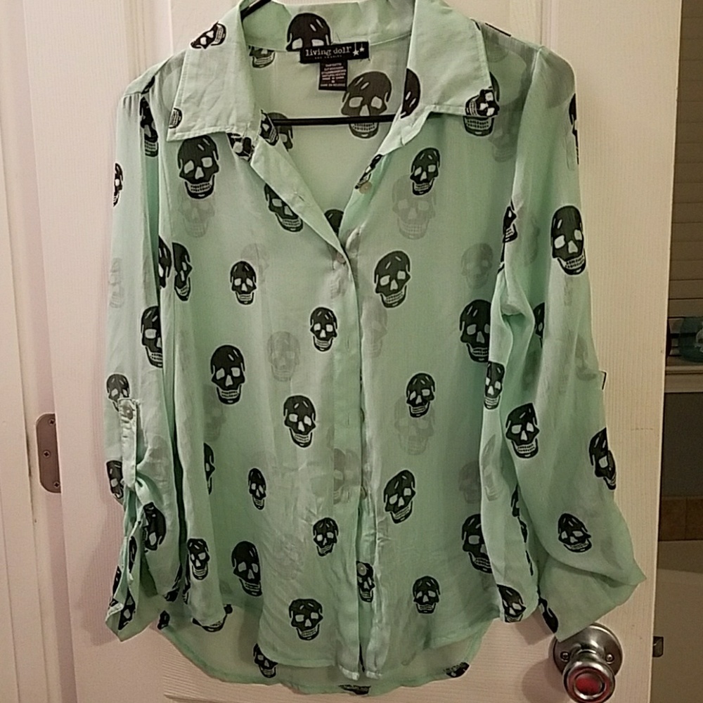 Skull button down shirt